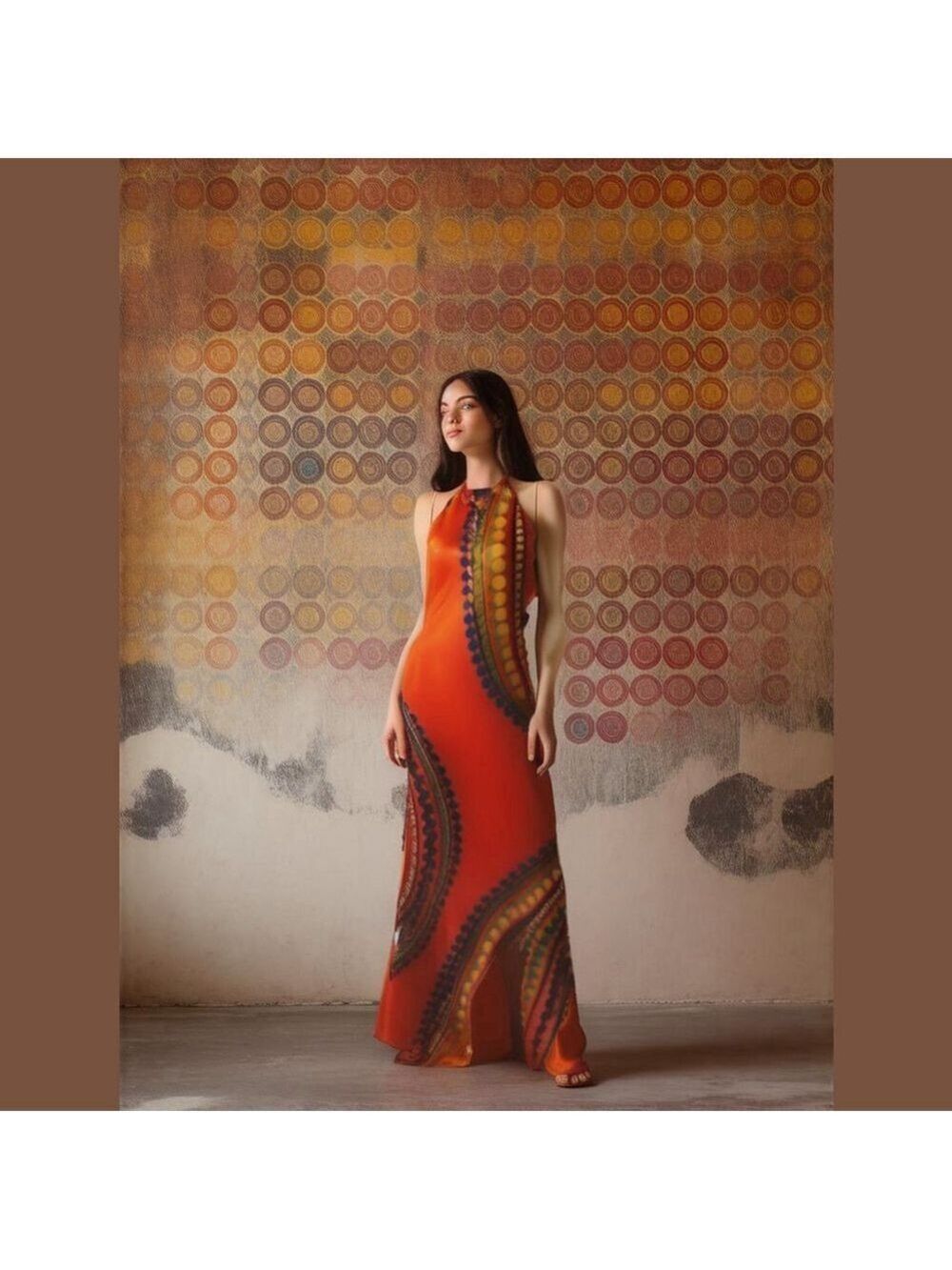 Vintage VENUS Orange Halter Strappy Maxi Dress Medium - Picture 14 of 14